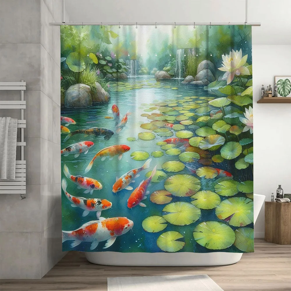 Vibrant Fishes Shower Curtain  - огляд і ціна Aquarium Fish Koi