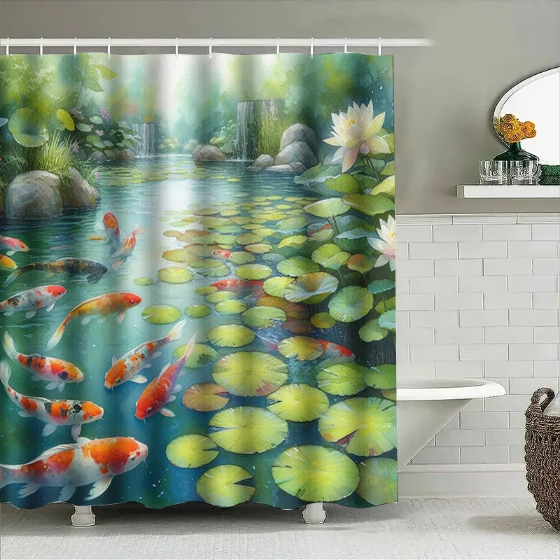 Vibrant Fishes Shower Curtain  - огляд і ціна Aquarium Fish Koi