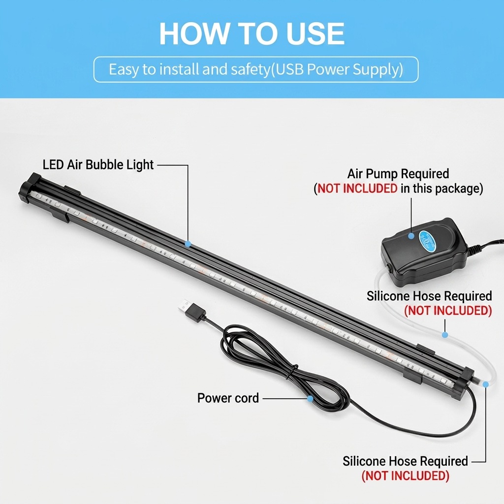 USB LED Aquarium Air Bubble Li - огляд і ціна Aquarium Fish Light Lamp